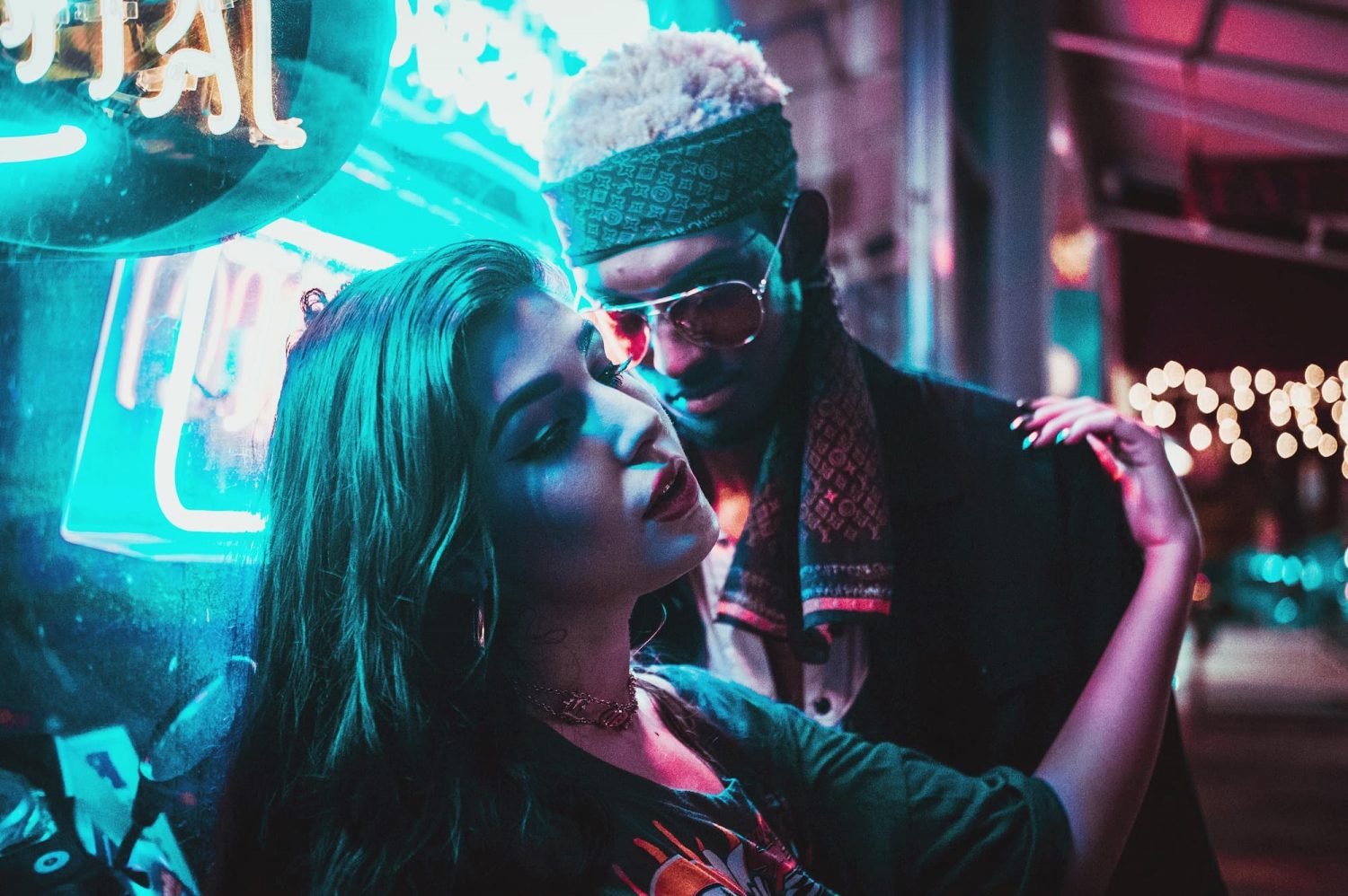 Man and woman at night