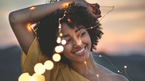 Woman with lights